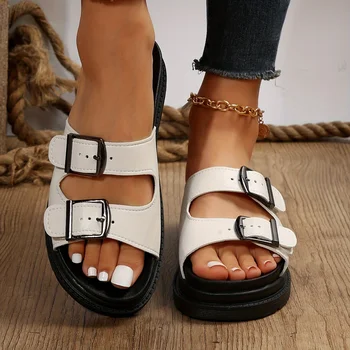 Дамски сандали на платформа с отворени пръсти и изкривени, модни нескользящие летните чехли на дебела подметка