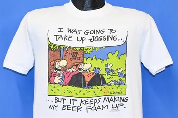 Забавна тениска с комиксами на Франк и Ърнест 90-те години, тениска за бягане с бира