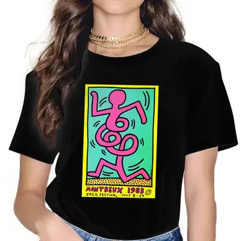 Тениска Haring Геометричен Graffiti Iazz Festival Homme, дамски градинска дрехи, унисекс, блузи от полиестер, тениска за жени