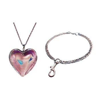 Любов Сърцето Висулка Колие От Стъклени Скъпоценни Камъни Колие Подаръци За Деня На Майката Crystal