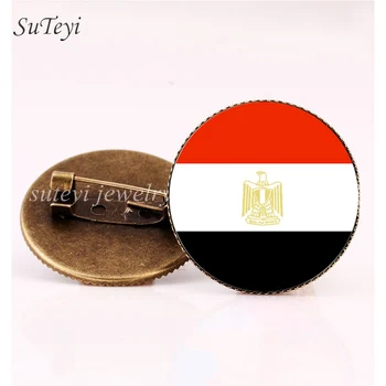 Vintage SUTEYI Алжир/Етиопия/Египет Брошка-иконата на Ангола/Бенин/Ботсвана Икони страни Флаг Стъклен купол Брошки Игли Бижута
