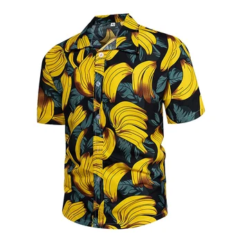 Мъжки Ежедневни Хавайска Риза Luau Beach Aloha С Къс Ръкав в Тропически флорални мотиви