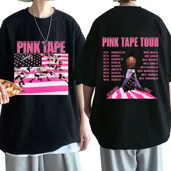 Рапърът Lil Uzi Vert Тениска 2023 Концертно турне Розовата лента Графична Мъжка Тениска Хип-Хоп Реколта Тениски С къс ръкав Градинска облекло