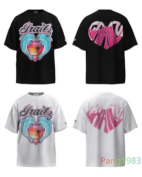 Тениска Grailz Dolphin За мъже и жени, качествена тениска с бродерия и логото, тениска оверсайз с къс ръкав
