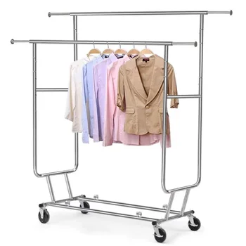 610616 Сгъваема двойна закачалка за дрехи в търговската мрежа, здрава и трайна, 23,4 паунда