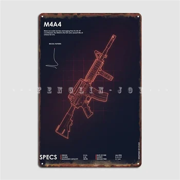 Неоновите плакат M4a4 Cs Go Gun, Метални табели, стенни табели за парти в Гаража, Лидице табела, плакат