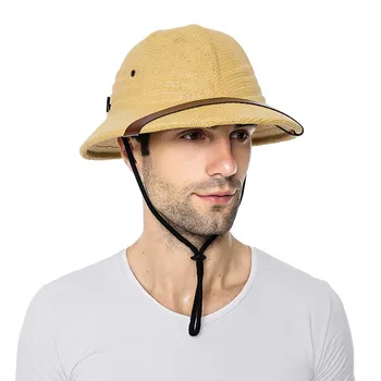 2023 Слама с каска почувствах шапка от ядро за жени, мъже, армията шапка от слънцето по време на войната във Виетнам, папины шапка шапка шапка на миньорите Сафари в джунглата