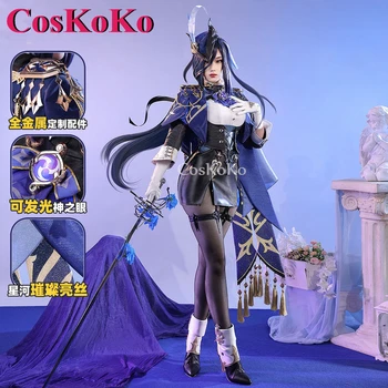 CosKoKo Clorinde Cosplay-игра Genshin Impact Costume Красива Елегантна бойна форма на Дамски дрехи за ролеви игри на Хелоуин