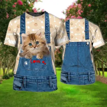 Тениски с 3D принтом за мъже, тениски с образа на домашна котка, мъжки дрехи, новости, блузи, Летни тениски с къс ръкав, Ежедневни забавно градинска облекло