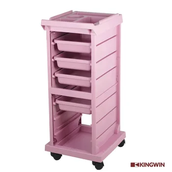 розова количка за салон за красота, количка за салонной обзавеждане и оборудване за фризьорски салон розова