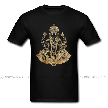 Модерна мъжка тениска със златен Ганешей 2018, стилна тениска с цифрово принтом на Индийския Бог, мъжки семеен подарък тениска, тениска за Деня на бащата
