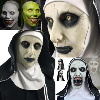 Латексова Маска на Ужасна Монахиня с Шал Valak за Cosplay на Хелоуин