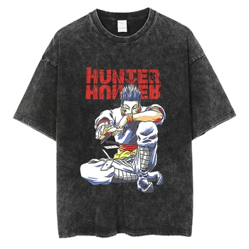 Хип-Хоп Реколта Мъжка Тениска Японски Аниме Hunter x Hunter Тениска С Принтом Harajuku Памучен Ежедневни Лятна Тениска С Къс Ръкав