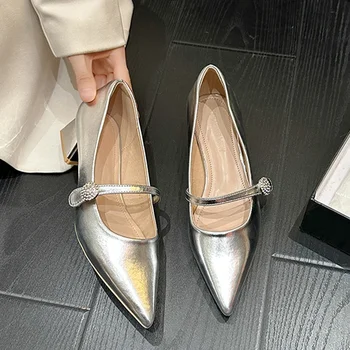 Обувки на висок ток с остър пръсти на Женската Сексуална Малки обувки Нов Модната марка 2024 Лятото Елегантна рокля Масивни обувки-лодка Femme Zapatos