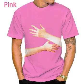 2023 Нова 3D визуален печат Hug Hands, креативна пародийная мъжки и дамски тениски с кръгло деколте и къси ръкави