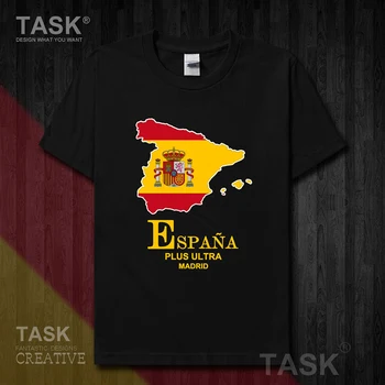 Тениска с Флага на Картата на Испания, 100% Памук, Лятна Ежедневната Мъжка тениска с кръгло деколте и къс ръкав, Размер S-3XL