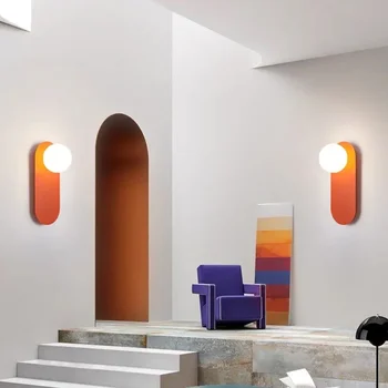 Стъклени Оранжеви Стенни аплици, монтиран на стената лампа, Украса, спалня, всекидневна, коридор, Эстетичные тела в скандинавски минималистичном стил със светодиоди