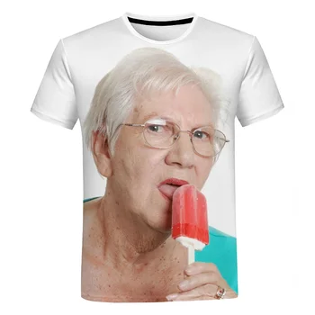 2023 Летни Творчески Забавни Дами, Облизывающие Червено Popsicle С 3D Принтом, Детски Мъжки Дамски Тениски, Скъпа Забавна Тениска С баба си, Ежедневни Блузи