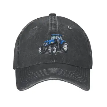 Изработени по поръчка в памучна синя бейзболна шапка за трактор, Спортни Мъжки Дамски регулируема тежка техника, Пролетна шапка за татко