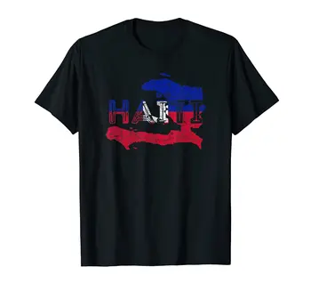 Сувенирни тениски с карта и флага на Хаити от 100% памук, мъжки и дамски УНИСЕКС тениски, размер S-6XL