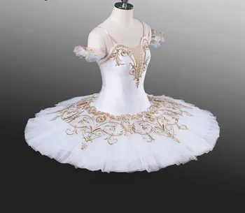 Новата балетна пола за деца и възрастни, професионален класически костюми за балет под формата на бели палачинки по поръчка