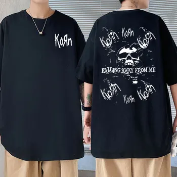 Рок-Групата Korn Тениска С Принтом Скелет Графики Тениски, Мъжки, Дамски Ежедневни Извънгабаритни Тениски С Къс Ръкав За Мъже Реколта Готически Тениски