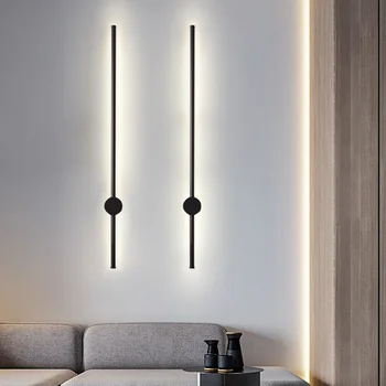 Интелигентен led монтиран на стената лампа, стенни лампи, дълъг стенен лампа, въртяща се на 360 ° За вътрешно начало декор, осветление, спалня, всекидневна, на фона на дивана