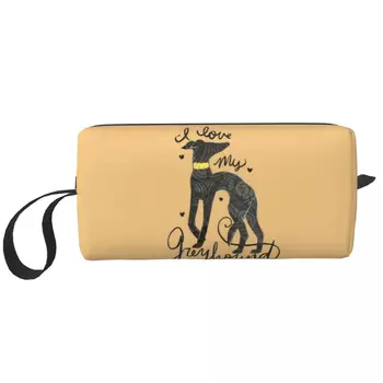 I Love My Greyhound Dog Косметичка За Грим Дамски Пътна Косметичка-Органайзер Kawaii Sighthound Whippet За Съхранение На Тоалетни Принадлежности