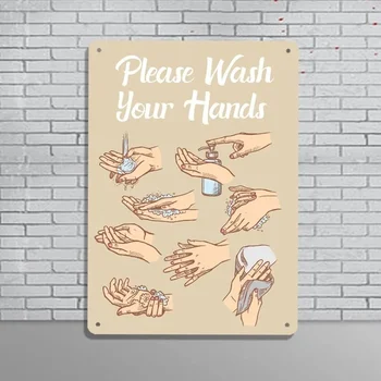 Моля, измийте си ръцете Гигиеничная Баня Тоалетна Реколта Эмалевая Метална ЛИДИЦЕ знак Стенни табели