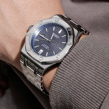 Нови Мъжки Кварцов часовник LAULEX Luxury Gold Classic Scanning Second, Водоустойчиви Мъжки Кварцови часовници, Мъжки Луксозни Маркови часовници