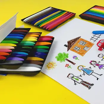 Мини-карандашные пръчки Наситени цветове, водоустойчиви, за деца предучилищна възраст, Триъгълни пастели, Восъчни молив, чувствах върха писалка, молив за чертане, ученически пособия