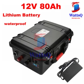 Литиева батерия 12V 80Ah водоустойчива литиева батерия, инвертор, голф автомобил, лодка, MPPT Слънчева батерия
