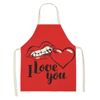 Кухненски престилки Love Heart за жени, престилки от памук и лен, Престилка за домашно почистване, Престилка за готвене вкъщи 66x47cm 47x38cm