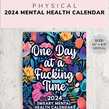 НОВОСТ-Забавен Календар за психично здраве в 2024 година, Кълна се в Вдъхновяващи Календар на 2024 година, Цветен Календар, Настолен Вдъхновяващи календар
