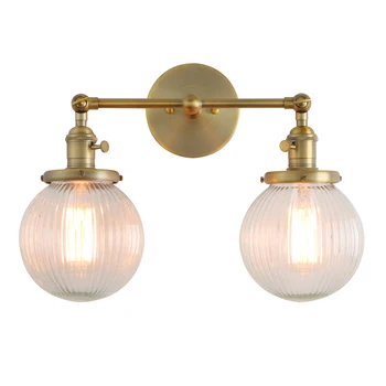 Модерен ретро лампа с абажуром от глобусного стъкло, 2 лампи, стенни аплици, двухголовочные стенни лампи с превключвател, стенни лампи в ретро стил, в селски стил
