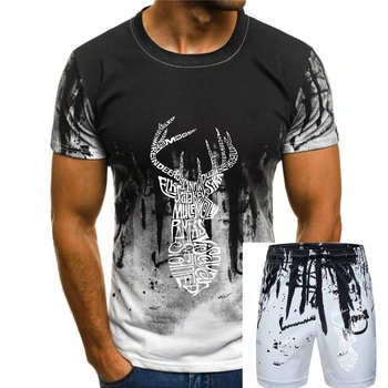 Мъжка тениска с Изображение на Черно Елен в стил Поп-арт, Графична тениска с видове Елени, Лов на животни, Гора, Дивата природа, Гори, жените