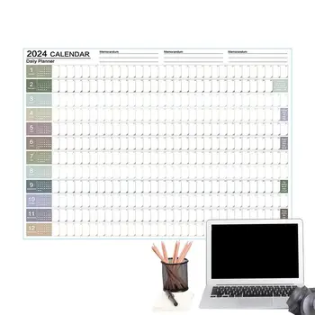 Стенен календар в 2024 година 12-Месечен Стенен календар от януари до декември 2024 г. 12-Месечен Календар Плакат Календари Годишен Планер Плътна хартия