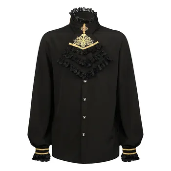Cosplay на Хелоуин Реколта Pirate риза с къдри, Облекла в стил steampunk, Готическия Топ, Виктория костюм на Принц-вампир За мъжете и възрастни