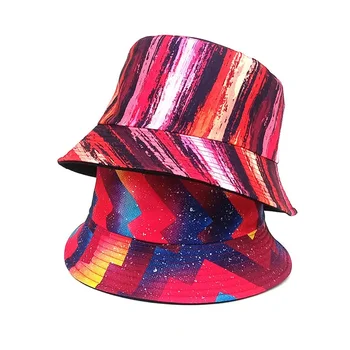 Четырехсезонная Памучен Шапка с геометричен принтом Рибарска шапка Солнцезащитная шапка за мъже и жени за пътуване на открито 222