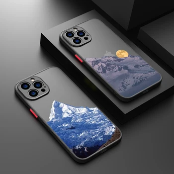 Sunset Snow Mountain За Apple iPhone 14 13 12 11 Mini XS XR X 8 7 6S 6 Pro Max Plus Матиран Прозрачен Калъф За вашия Телефон