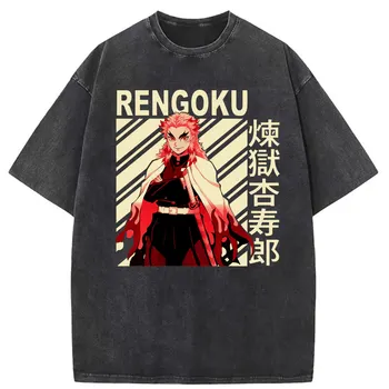 Тениски с принтом японски аниме Rengoku за мъже, дамски ризи с дълъг ръкав, мъжки выстиранные ретро-свитшоты с принтом в английски стил
