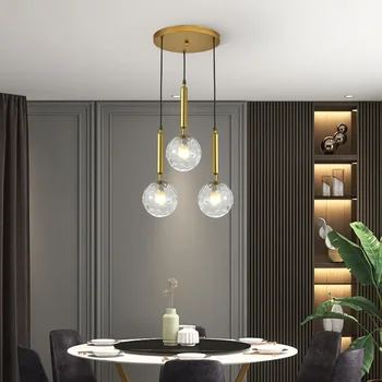 Модерен окачен лампа в скандинавски стил, със стъклена топка, модерни led полилей за домашна трапезария, окачена лампа в помещението, подвесная лампа E27