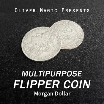 Многофункционална монета-флипер (долар Морган) Автор: Оливър Фокуси с магнитна или гравитационна монета, Магията на илюзии в близък план, трикове, подпори