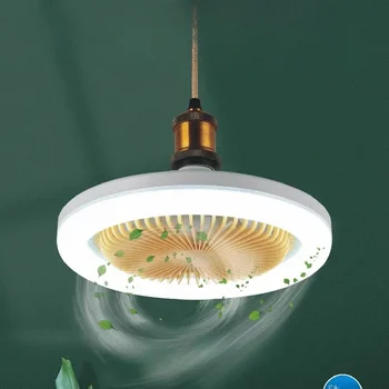 Вентилатор на тавана E27 led подсветка и дистанционно управление, охлаждане на електрически вентилатор, Лампа-Полилей за домашен декор на стаята