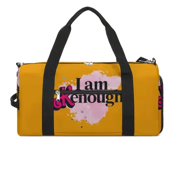 Спортни чанти I Am Kenough с писмото принтом и обувки, спортна чанта, чанта за двойки почивен ден, пътна чанта за тренировки, графична чанта за фитнес