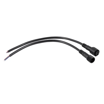 Plug-изход, 2-пинов led Водоустойчив кабел, черен