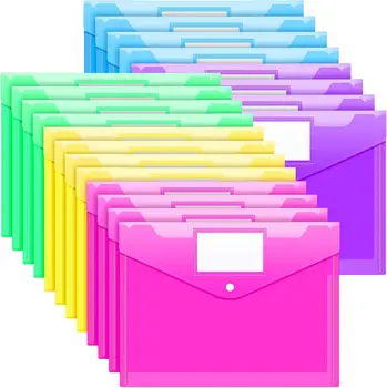 Пластмасови пликове, прозрачни папки за документи, пакети за файлове с формат A4 с джоб за етикети и бутон за домашна работа, канцеларски материали