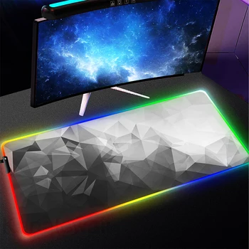 RGB Геометричен подложка за мишка Геймърска led подложка за мишка Високоскоростен Геймър Mause Mat Тенис на мат с осветление Светещи накладки за клавиатура 100x50 см