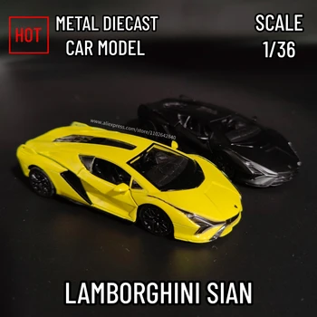 Модел на автомобила, монолитен под натиск от метал 1:36, миниатюрен коллекционный кола в мащаб Repilca Lamborghini Sian, хоби, подарък за Коледа за момче, играчка