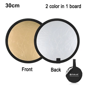 PULUZ 30 см Рефлектор за фотография сребро / злато 2 цвята в 1 Сгъваем отражател за фото студио